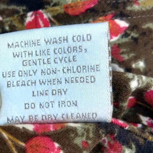 Vintage Women's Button-Up Short Jacket Size Large Lightweight Brown Red Leaves - Picture 6 of 6